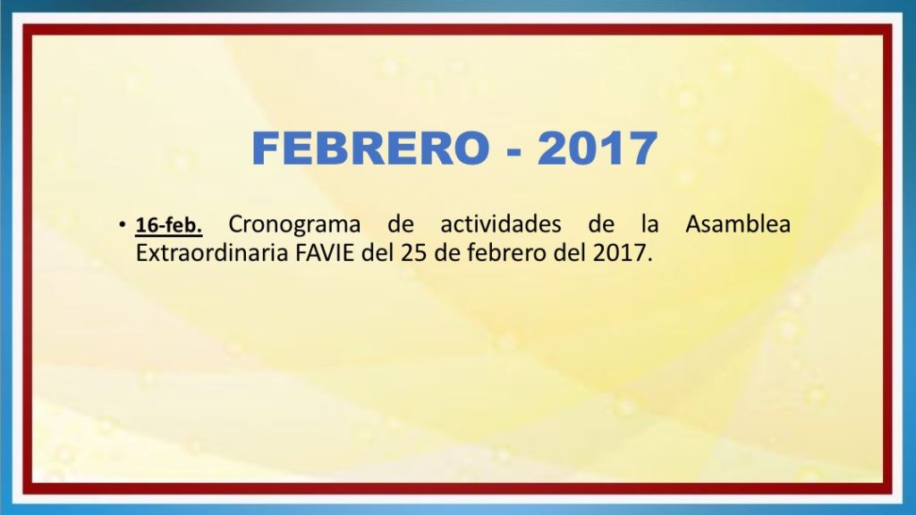 INFORME DE ACTIVIDADES FAVIE 2015 2018