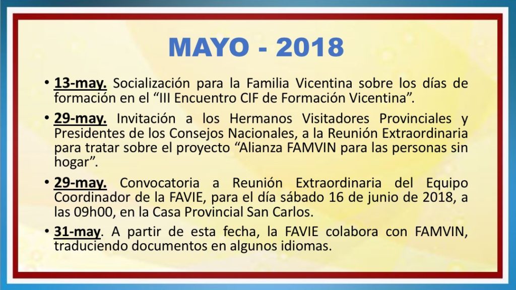 INFORME DE ACTIVIDADES FAVIE 2015 2018