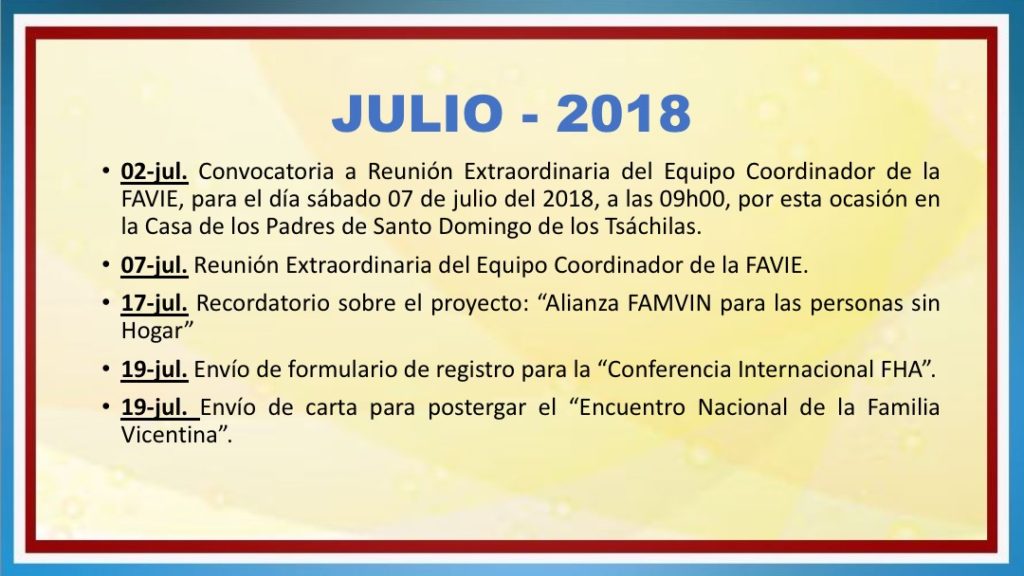 INFORME DE ACTIVIDADES FAVIE 2015 2018