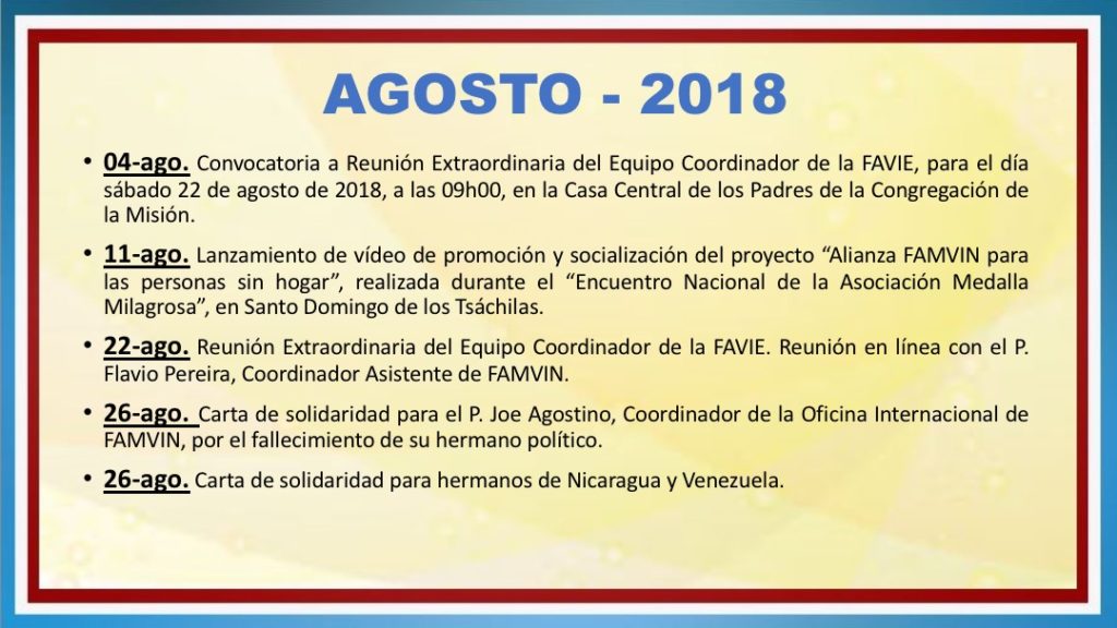 INFORME DE ACTIVIDADES FAVIE 2015 2018
