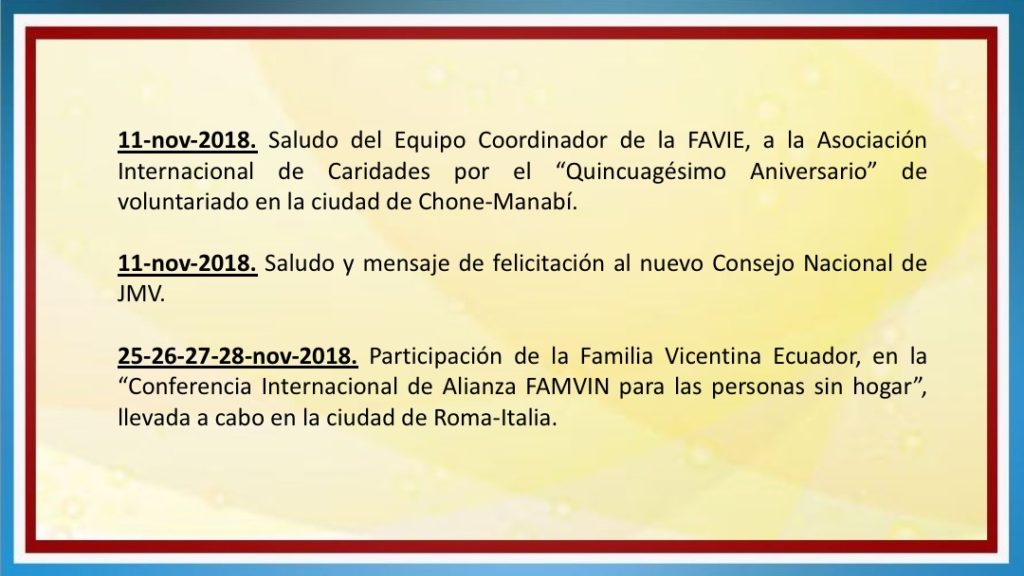 INFORME DE ACTIVIDADES FAVIE 2015 2018